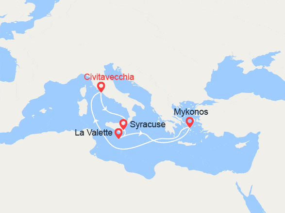 itinéraire croisière Iles grecques : Malte et Grèce