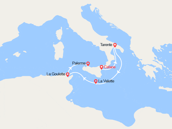 itinéraire croisière Méditerranée : Malte et Tunisie au départ de la Sicile
