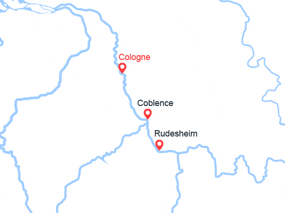 itinéraire croisière Rhin et ses affluents : Marchés de Noël: Cologne - Rudesheim - Coblence - Cologne