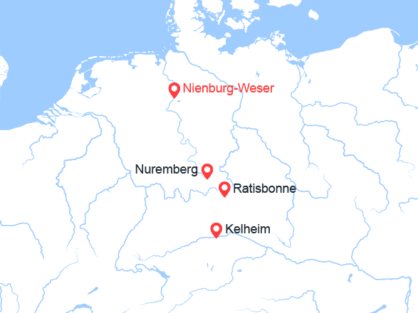 itinéraire croisière Rhin et ses affluents : Marchés de Noël: Kelheim - Ratisbonne - Kelheim - Kelheim
