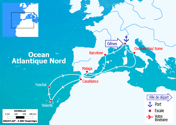 itinéraire croisière Canaries Madère - Canaries Madère : Maroc, Tenerife, Madère, Espagne
