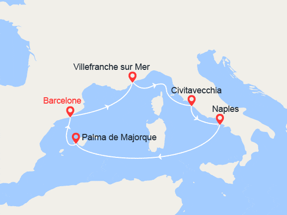 itinéraire croisière Méditerranée : Méditerranée : Côte d'Azur, Italie, Majorque