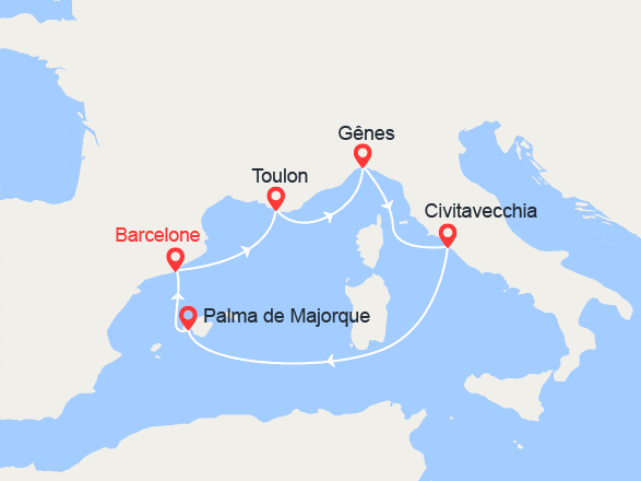 itinéraire croisière Méditerranée : Méditerranée : Côte d'Azur, Italie, Majorque (2)