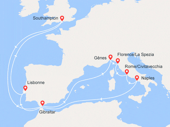 itinéraire croisière Méditerranée : Méditerranée et Atlantique