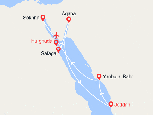 itinéraire croisière Mer Rouge : Mer Rouge: Arabie Saoudite, Égypte, Jordanie | Vols inclus