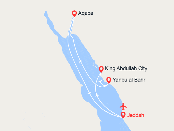 itinéraire croisière Moyen Orient : Mer Rouge: Jordanie & Arabie Saoudite || Vols inclus