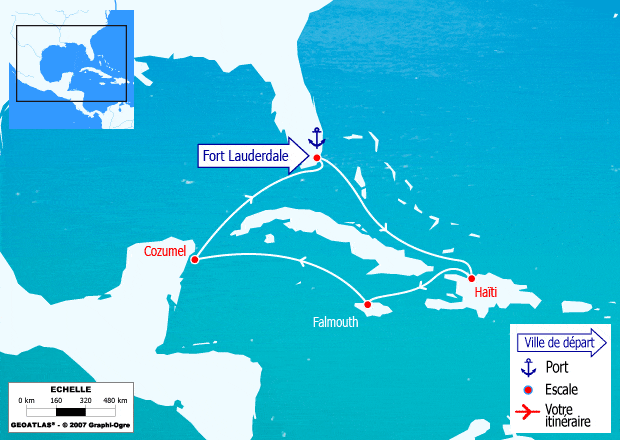 itinéraire croisière Caraïbes et Antilles : Mers du Sud : Bahamas, Mexique, Honduras
