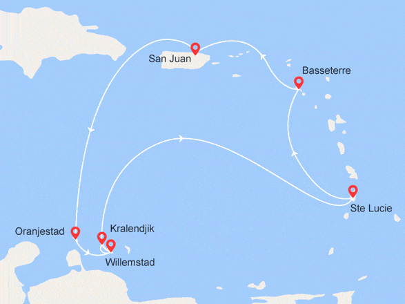 itinéraire croisière Caraïbes et Antilles : Merveilles caribéennes : Aruba, Antilles néerlandaises, Sainte-Lucie...