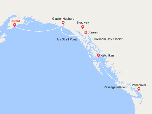 itinéraire croisière Amérique du Nord : Merveilles d'Alaska