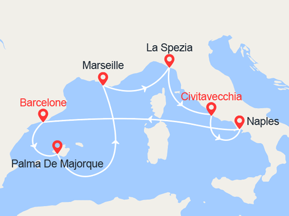 itinéraire croisière Méditerranée : Merveilles de la Méditerranée