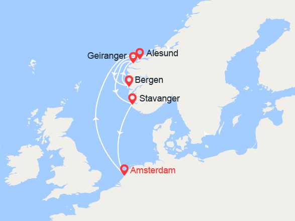 itinéraire croisière Fjords : Merveilles de Norvège