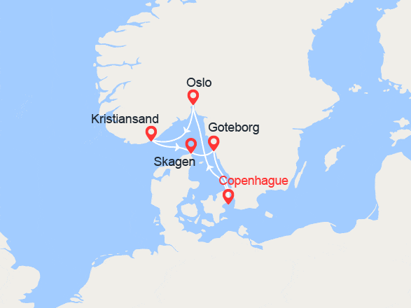 itinéraire croisière Fjords : Merveilles de Scandinavie