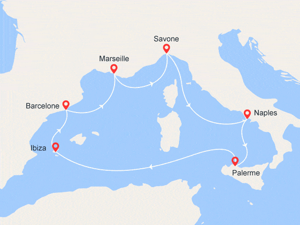 itinéraire croisière Iles Baléares : Merveilleuse Méditerranée : Espagne, Baléares, Italie