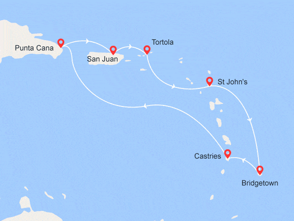 itinéraire croisière Caraïbes et Antilles : Merveilleuses Caraïbes : Porto Rico, Iles Vierges, La Barbade, République Dominicaine