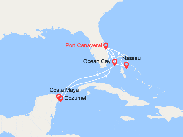 itinéraire croisière Caraïbes et Antilles : Mexique, Bahamas