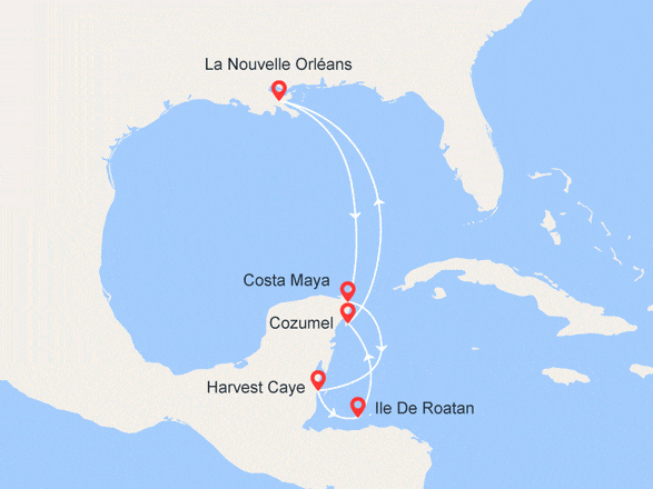 itinéraire croisière Caraïbes et Antilles : Mexique, Belize, Honduras