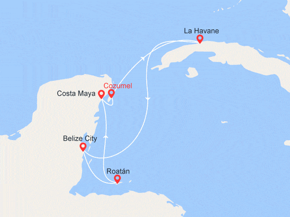 itinéraire croisière Cuba : Mexique, Cuba, Belize, Honduras