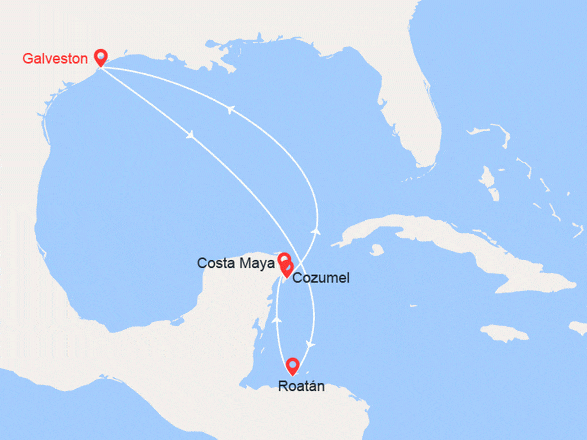 itinéraire croisière Caraïbes et Antilles : Mexique, Honduras, Etats-Unis