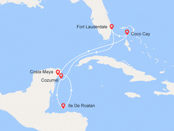 itinéraire croisière Caraïbes et Antilles : Mexique, Honduras et Bahamas
