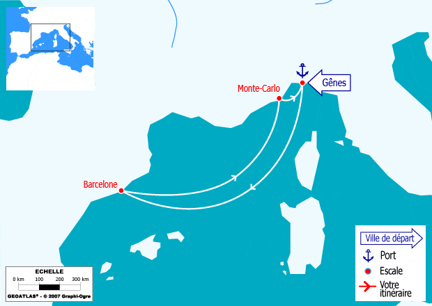 itinéraire croisière Méditerranée : Mini-Croisière : Italie & Monte Carlo