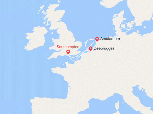 itinéraire croisière Europe du Nord : Mini croisière : Londres, Bruges, Amsterdam, Hambourg