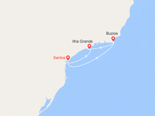 itinéraire croisière Amérique du Sud : Minicroisière au Brésil: Santos, Buzios, Ilha Grande