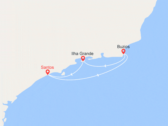 itinéraire croisière Amérique du Sud : Minicroisière au Brésil: Santos, Buzios, Ilha Grande