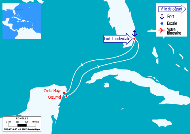itinéraire croisière Caraïbes et Antilles : Minicroisière au Mexique
