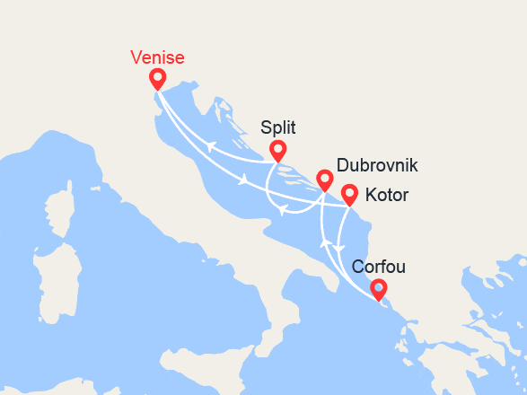 itinéraire croisière Croatie/Adriatique - Croatie/Adriatique : Monténégro, Corfou, Croatie