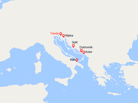 itinéraire croisière Méditerranée Orientale : Monténégro, Croatie, Slovénie