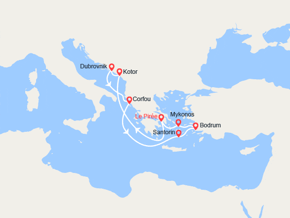 itinéraire croisière Méditerranée Orientale : Monténégro, Grèce, Turquie