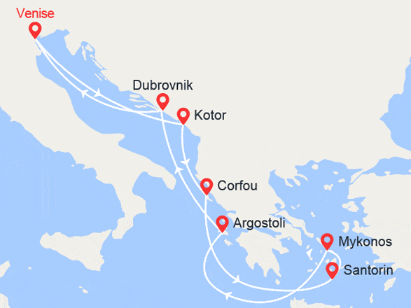 itinéraire croisière Iles grecques - Croatie/Adriatique : Monténégro, Iles Grecques, Croatie