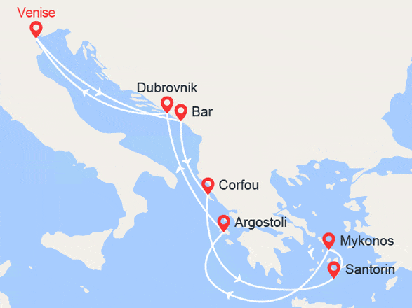 itinéraire croisière Iles grecques : Monténegro, Iles Grecques, Croatie