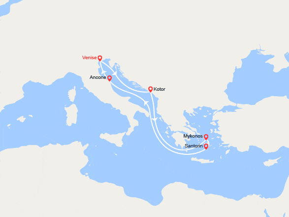itinéraire croisière Méditerranée Orientale : Monténégro et Iles Grecques