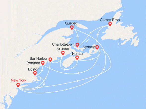 itinéraire croisière Amérique du Nord : New York, Canada et côte Est des Etats-Unis