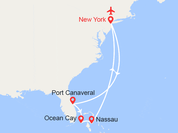 itinéraire croisière Caraïbes et Antilles : New York, Floride & Bahamas | Vols & Hôtel inclus