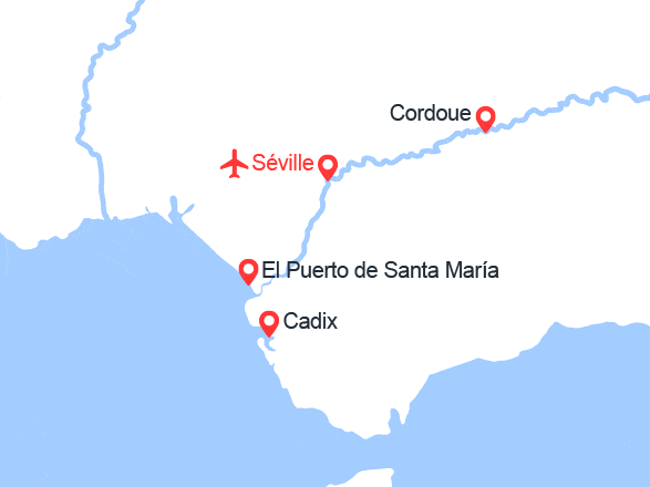 itinéraire croisière Guadalquivir : Noël Andalou : Le Guadalquivir et la baie de Cadix (NAD)