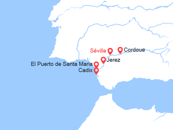 itinéraire croisière Guadalquivir : Noël Andalou: Le Guadalviquir et la Baie de Cadix (NAD_PP)