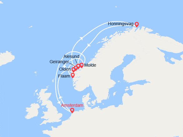 itinéraire croisière Fjords : Norvège