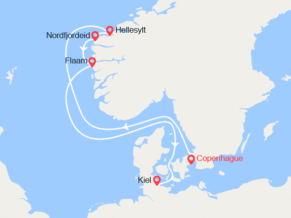 itinéraire croisière Fjords : Norvège : Hellesylt, Nordfjordeid, Flaam