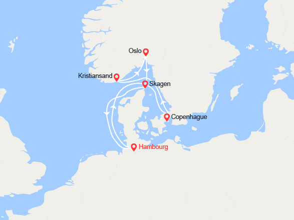 itin&eacute;raire croisi&egrave;re Fjords : Norvège : Kristiansand, Oslo 