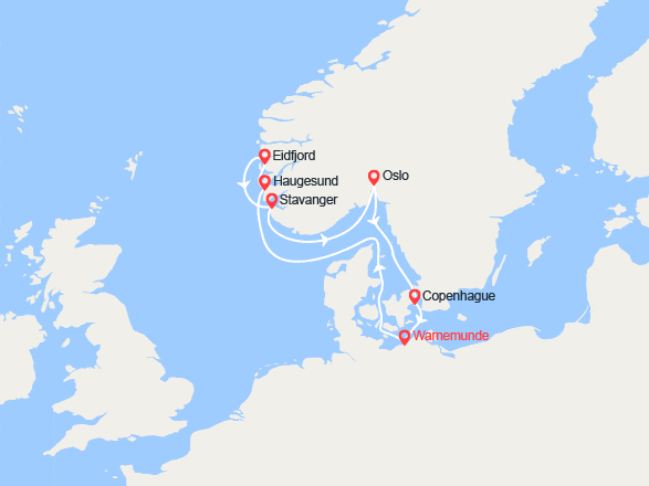 itinéraire croisière Fjords : Norvège, Danemark