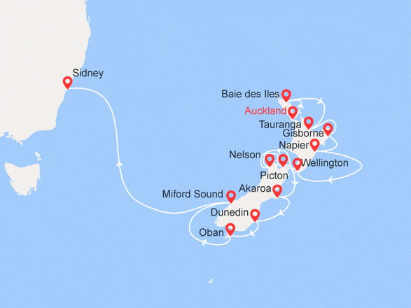 itinéraire croisière Pacifique - Australie : Nouvelle-Zélande