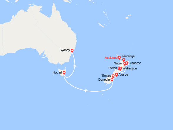itin&eacute;raire croisi&egrave;re Pacifique : Nouvelle-Zélande, Australie 