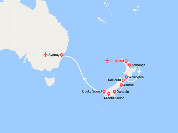 itinéraire croisière Nouvelle Zélande : Nouvelle-Zélande et Australie