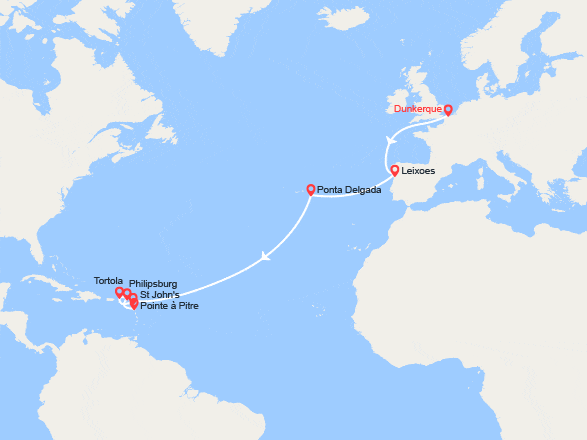 itin&eacute;raire croisi&egrave;re Transatlantique : Odyssée Tropicale 