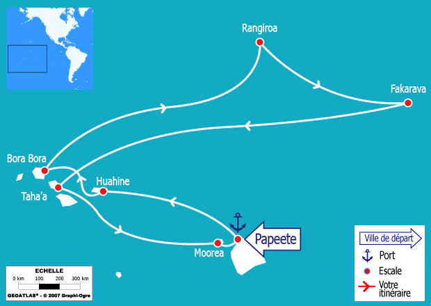 itinéraire croisière Tahiti Polynésie : OFFRE ANNIVERSAIRE : Iles de la Société et des Tuamotu