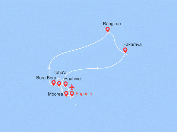itinéraire croisière Tahiti Polynésie - Australie : OFFRE SPÉCIALE : Iles de la Société et des Tuamotu - Vol inclus ! - Vols inclus