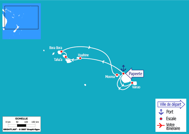 itinéraire croisière Tahiti Polynésie : OFFRE SPÉCIALE : Iles de la Société et Tahiti Iti