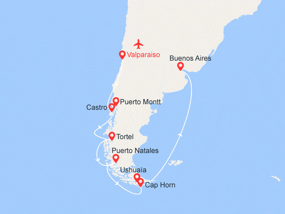 itinéraire croisière Amérique du Sud : OFFRES SPÉCIALE : Patagonie et Fjords chiliens - Vol domestique inclus - Vols inclus